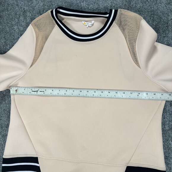 C&C California Womens Pink Mesh Sweatshirt Large Black White Trim Fall Pullover - Picture 3 of 13